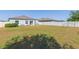 Spacious backyard with green grass, surrounded by a privacy fence, and play structure at 19032 Malinche Loop, Spring Hill, FL 34610
