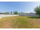 Large fenced backyard featuring a play structure and plenty of space for outdoor activities at 19032 Malinche Loop, Spring Hill, FL 34610