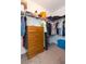 Organized walk-in closet with shelving, closet rods, and storage drawer at 19032 Malinche Loop, Spring Hill, FL 34610