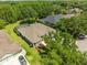 Aerial view of the house showing the surrounding trees and screened pool in the backyard at 19808 Sunsplash Ln, Lutz, FL 33558