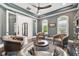 Cozy sitting room boasting arched windows, wainscoting, hardwood floors, and leather chairs at 2604 S Bryant Cir, Tampa, FL 33629