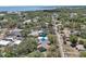 Aerial view of a neighborhood with the subject property indicated by an arrow, showcasing its location near Downtown at 316 5Th N Ave, Safety Harbor, FL 34695