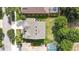 Aerial view of a well-maintained property, showcasing the roof, backyard, and surrounding landscape at 32718 Summerglade Dr, Wesley Chapel, FL 33545