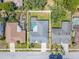 Aerial view of the property with a fenced backyard and screened-in pool at 4951 Musselshell Dr, New Port Richey, FL 34655