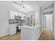 Modern kitchen featuring white cabinetry, stainless steel appliances, and an island with a sink at 10265 Gandy N Blvd # 1406, St Petersburg, FL 33702