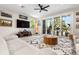Cozy living room with comfortable seating, hardwood floors, and sliding glass doors leading to the outdoor space at 1237 Savona Ne Dr, St Petersburg, FL 33702