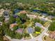 Breathtaking aerial view of a charming home nestled among lush trees and serene water features at 17205 Tiffany Shore Dr, Lutz, FL 33549