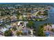 Gorgeous aerial view of a neighborhood with waterfront homes, canals, and well-kept landscaping at 1739 1/2 Bayou Grande Ne Blvd, St Petersburg, FL 33703