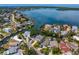 Stunning aerial view of waterfront homes with private docks and lush landscaping on a sunny day at 1739 1/2 Bayou Grande Ne Blvd, St Petersburg, FL 33703