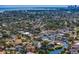 Beautiful aerial shot showcases waterfront houses with canals and the downtown skyline in the background at 1739 1/2 Bayou Grande Ne Blvd, St Petersburg, FL 33703