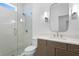 Modern bathroom featuring a glass-enclosed shower and stylish vanity at 1739 1/2 Bayou Grande Ne Blvd, St Petersburg, FL 33703