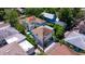 Overhead shot highlighting the property's pool, proximity to neighboring houses, and landscaping at 341 14Th Ave Ne, St Petersburg, FL 33701