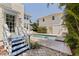 Home exterior and backyard pool with stone patio and well manicured landscaping at 341 14Th Ave Ne, St Petersburg, FL 33701