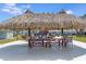Community grilling area with multiple grills, picnic tables, and a thatched roof shelter at 5267 81St N St # 8, St Petersburg, FL 33704