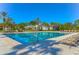 A stunning pool area with clear blue skies, lounge chairs, and well-maintained landscaping at 8474 Dunham Station Dr, Tampa, FL 33647