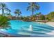 An inviting pool area with fountains and covered seating areas amidst lush, tropical landscaping at 8474 Dunham Station Dr, Tampa, FL 33647