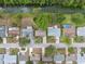 Overhead shot of a neighborhood with tree lined streets and a canal at 8600 Village Mill Row, Hudson, FL 34667