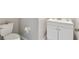 Bathroom featuring a white vanity with gold hardware and a toilet at 11504 Sage Canyon Dr, Riverview, FL 33578