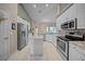 Modern kitchen with granite countertops, stainless steel appliances, and white cabinetry and an island at 17124 Falconridge Rd, Lithia, FL 33547