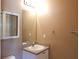 Standard bathroom with a white sink and mirror, medicine cabinet and plain tan walls at 2002 E 5Th Ave # 110, Tampa, FL 33605