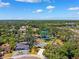 Aerial shot showcasing the property's location within a lush, tree-filled neighborhood at 505 S Larry Cir, Brandon, FL 33511