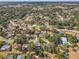 Aerial view displays homes with pools and tennis courts nestled among mature oak trees at 614 Sandalwood Dr, Plant City, FL 33563