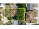 Overhead view of the property with a generous lot at 7402 America Way, New Port Richey, FL 34654