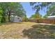 A well-maintained backyard with grass, a wooden fence, and the rear of the mobile home at 850 Center Ave, Brandon, FL 33511