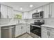 Updated kitchen features stainless steel appliances, white cabinets, and a modern backsplash at 850 Center Ave, Brandon, FL 33511