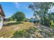 Expansive backyard with mature trees and partially fenced for privacy at 9010 Bonnet Way, Weeki Wachee, FL 34613