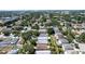 A beautiful aerial view of a neighborhood with mature trees, well-maintained homes, and community amenities at 10918 Lake Andover Blvd, Tampa, FL 33624