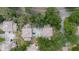 Aerial view showcasing the layout of the community with lush green landscaping at 11802 Foxrun Ln, Temple Terrace, FL 33617