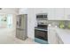 Updated kitchen with stainless steel appliances, white cabinets, and modern countertops at 2220 Calexico S Way, St Petersburg, FL 33712
