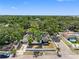 Aerial view of a charming home with a fenced yard, surrounded by lush greenery and a quiet neighborhood at 2322 21St S St, St Petersburg, FL 33712