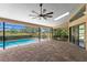 Covered patio overlooking the pool and backyard at 2513 Buckhorn Run Dr, Valrico, FL 33596