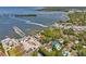 Stunning aerial view showcasing the coastal community, marina, bay and neighborhood, emphasizing waterfront living at 271 Kayli Ln, Palm Harbor, FL 34683