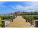 Picturesque view from the community dock, showcasing luxury waterfront residences under a clear blue sky at 2757 Via Cipriani # 1121B, Clearwater, FL 33764