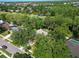 Expansive aerial view showcasing the property's serene setting amidst lush greenery and neighborhood amenities at 495 Palmdale Dr, Oldsmar, FL 34677