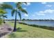 Serene lake view with a grassy shoreline and bright blue sky at 5814 Silver Sun Dr, Apollo Beach, FL 33572