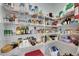 Walk-in pantry with wire shelves stocked with food, drinks and household items at 5814 Silver Sun Dr, Apollo Beach, FL 33572
