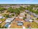 Location of the home within the community near commercial area, shopping and mature trees, is showcased in this aerial view at 6424 Ponder Dr, Port Richey, FL 34668