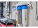 Water filtration system with a nuvoH2O filter is set up in the basement next to the water heater at 9335 Stonewall, New Port Richey, FL 34655