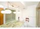 Full bathroom featuring a green countertop and updated shower at 934 Jerry Smith Rd, Dover, FL 33527