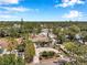 Real estate aerial view highlighting a well-maintained property in a tranquil, tree-filled neighborhood at 936 Alcazar Way S, St Petersburg, FL 33705