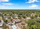 Real estate aerial showing house in a leafy neighborhood and nearby backyard pool at 936 Alcazar Way S, St Petersburg, FL 33705