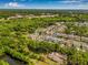 Aerial view of a neighborhood with lush green trees and blue skies at 14718 Rocky Brook Dr, Tampa, FL 33625