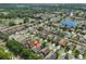 Aerial view featuring homes near a pond and serene surroundings at 3315 Granite Ridge Loop, Land O Lakes, FL 34638