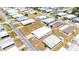 An aerial view of the property with a red line around the property to show the property lines at 5646 Cheyenne St, Zephyrhills, FL 33542