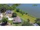 Stunning aerial view of a home with a private pool and adjacent lake access at 709 Sportsman Park Dr, Seffner, FL 33584