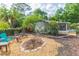 Cozy backyard with a fire pit and comfortable seating, ideal for outdoor entertaining and relaxation at 7903 Heather Ct, Tampa, FL 33634